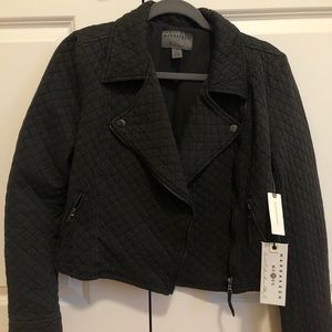 Dark grey quilted coat with zipper